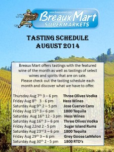BM TASTING SCHEDULE AUG